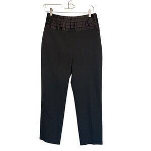 Zara Pants Womens Small Black High Rise‎ Belted Tapered Trouser Ankle